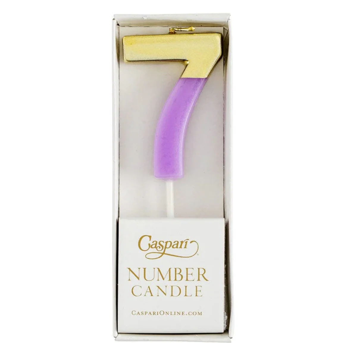 Caspari Gold-Dipped Die-Cut Number Candle β Purple β "7" - Image 2