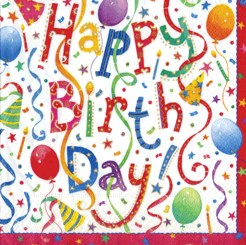 Caspari Happy Birthday Paper Luncheon Napkins - 20pk