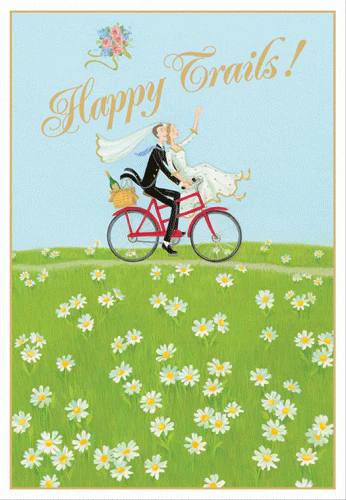 Caspari – Happy Trails - Foil Wedding Card – 1 Card & 1 Envelope