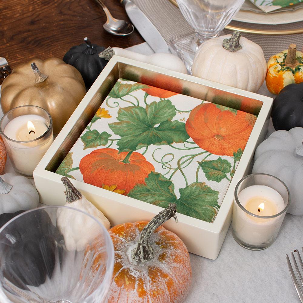 Caspari Heirloom Pumpkins Cocktail Napkin - 20pk - Image 3