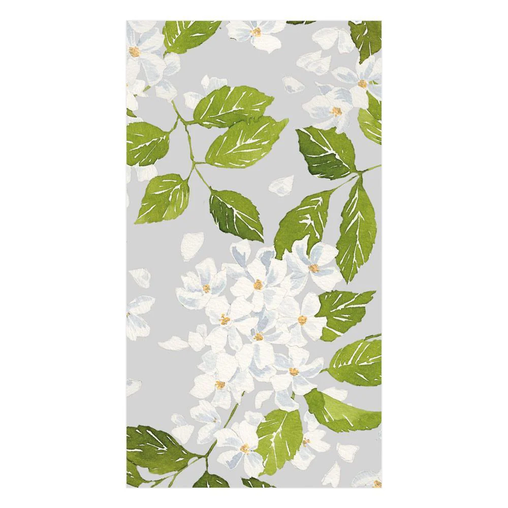 Caspari Blanc De Blancs in Grey Paper Guest Towel Napkins - 15 Pk