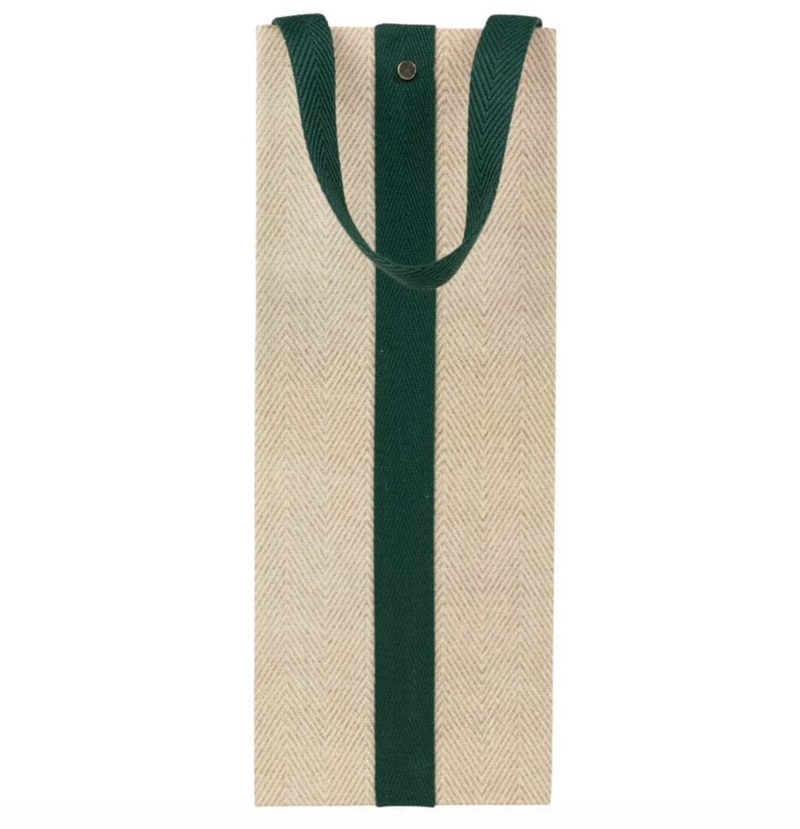 Caspari Jute And Twill Natural/Hunter Bottle Gift Bag - Image 4
