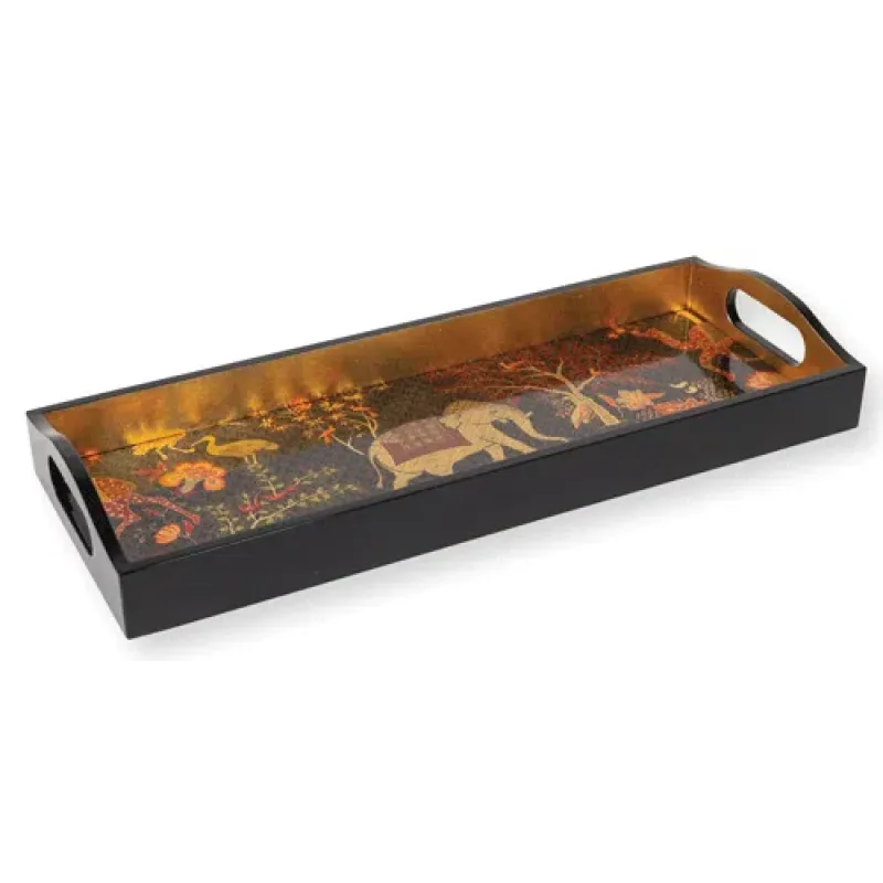 Caspari Le Jardin De Mysore Lacquer Bar Tray – 20” x 8” - Image 2