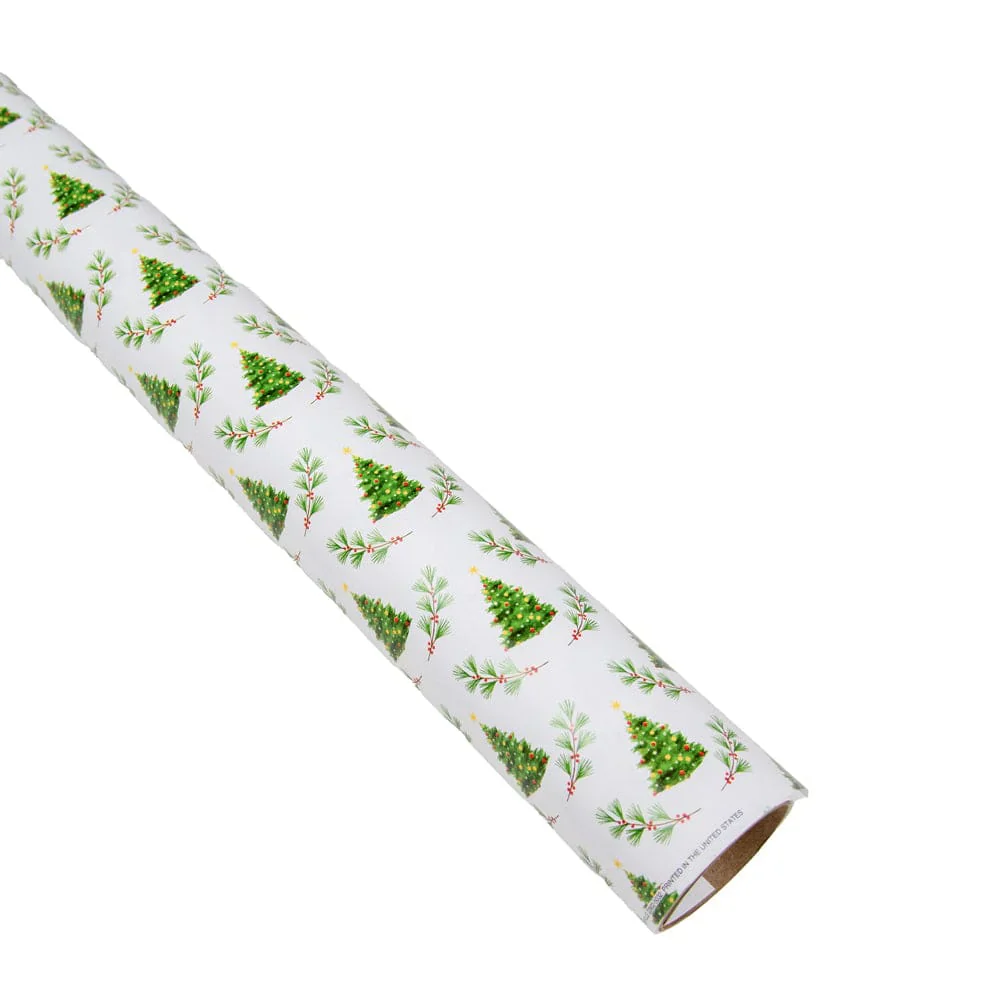 Caspari Little Christmas Trees Gift Wrap Paper - 30" x 8' Roll – Local Delivery Only - Image 3