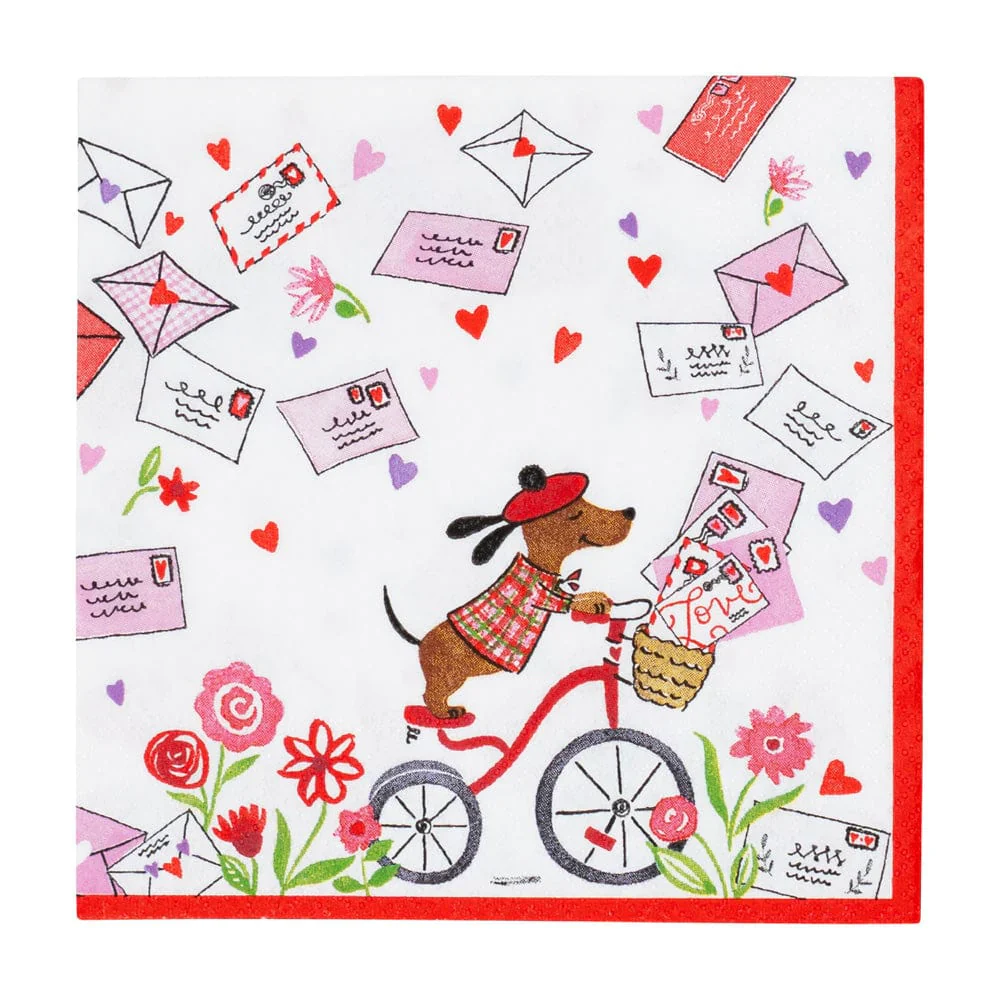 Caspari Love Notes Paper Cocktail Napkins – 20pk