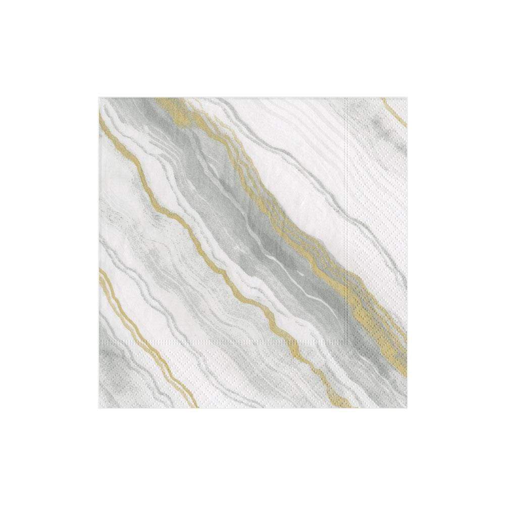 Caspari Marble Paper Cocktail Napkins - Grey – 20pk - Image 2