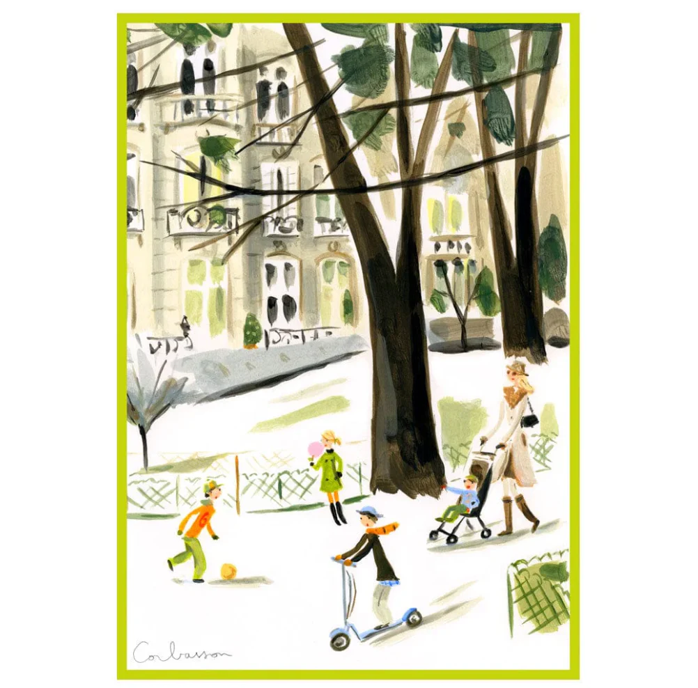 Caspari Mother's Day Card – Park Stroll  – 1 Card & 1 Envelope