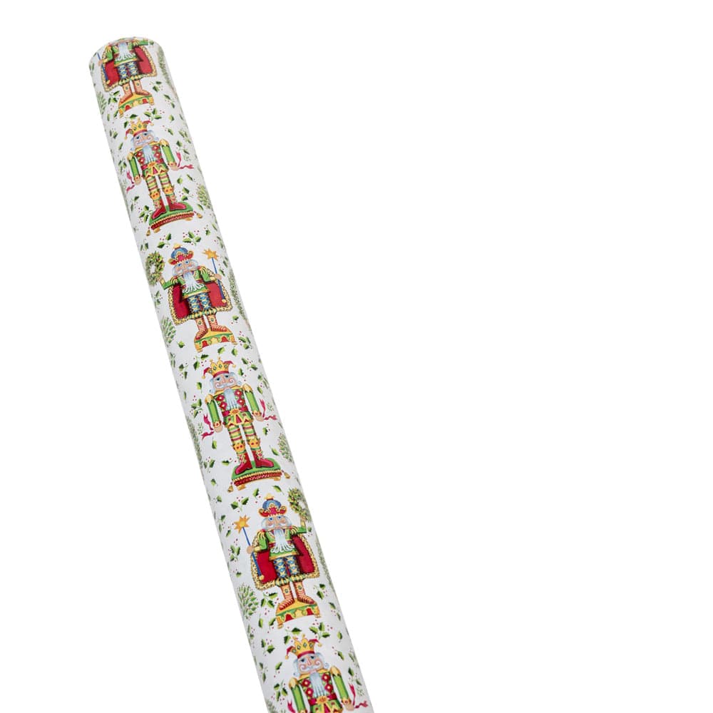Caspari Nutcracker Christmas White Gift Wrap Paper - 30" x 8' Roll – Local Delivery Only - Image 2