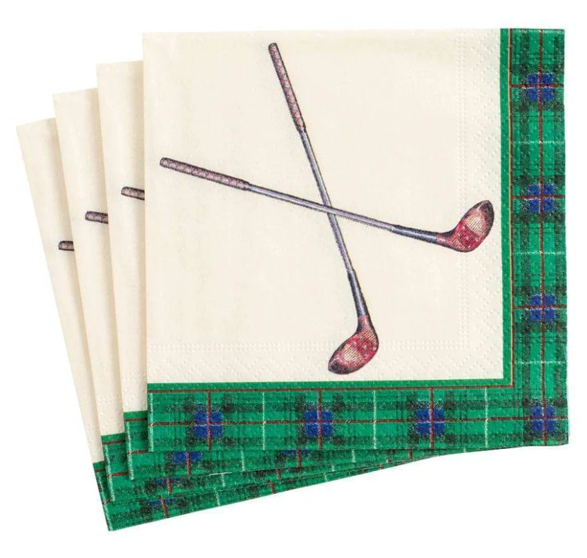 Caspari Paper Cocktail Napkins - Golfing β 20pk