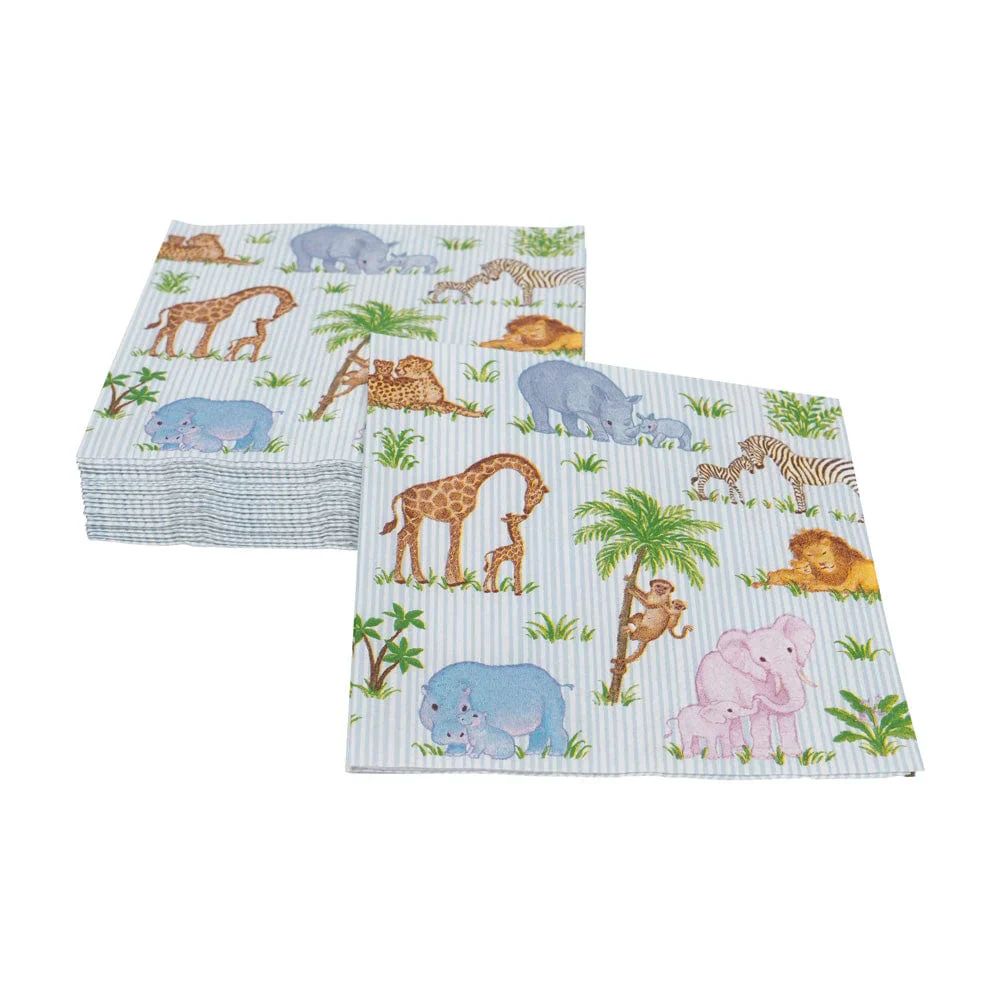 Caspari Paper Cocktail Napkins - Safari Baby – 20pk - Image 3