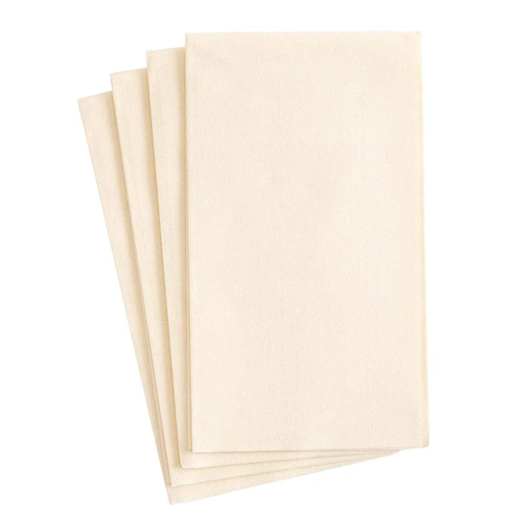 Caspari Paper Linen Solid Guest Towels - Ivory – 12pk - Image 2