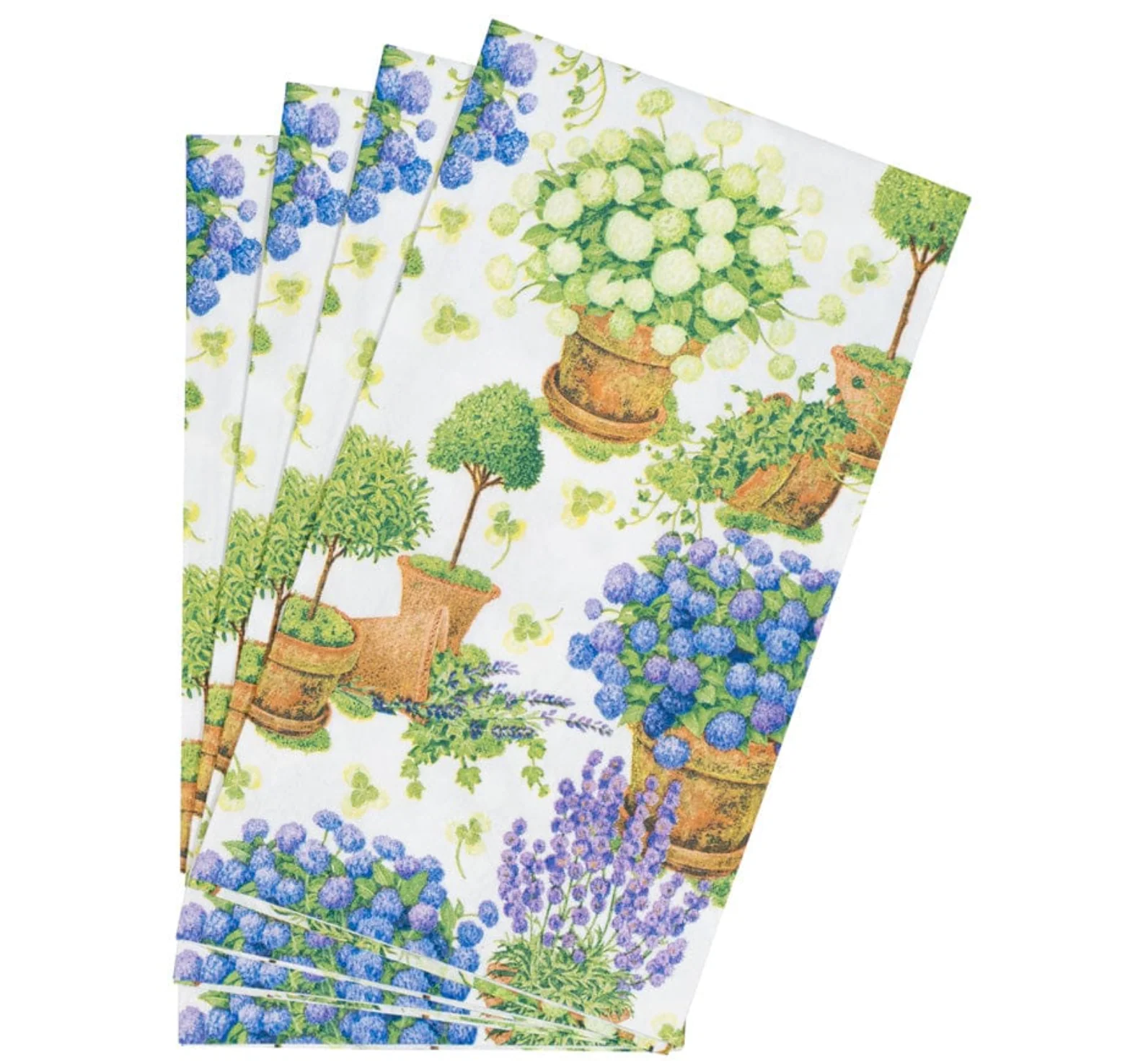Caspari Potted Hydrangeas Paper Guest Towel Napkins – 15 Pk - Image 3