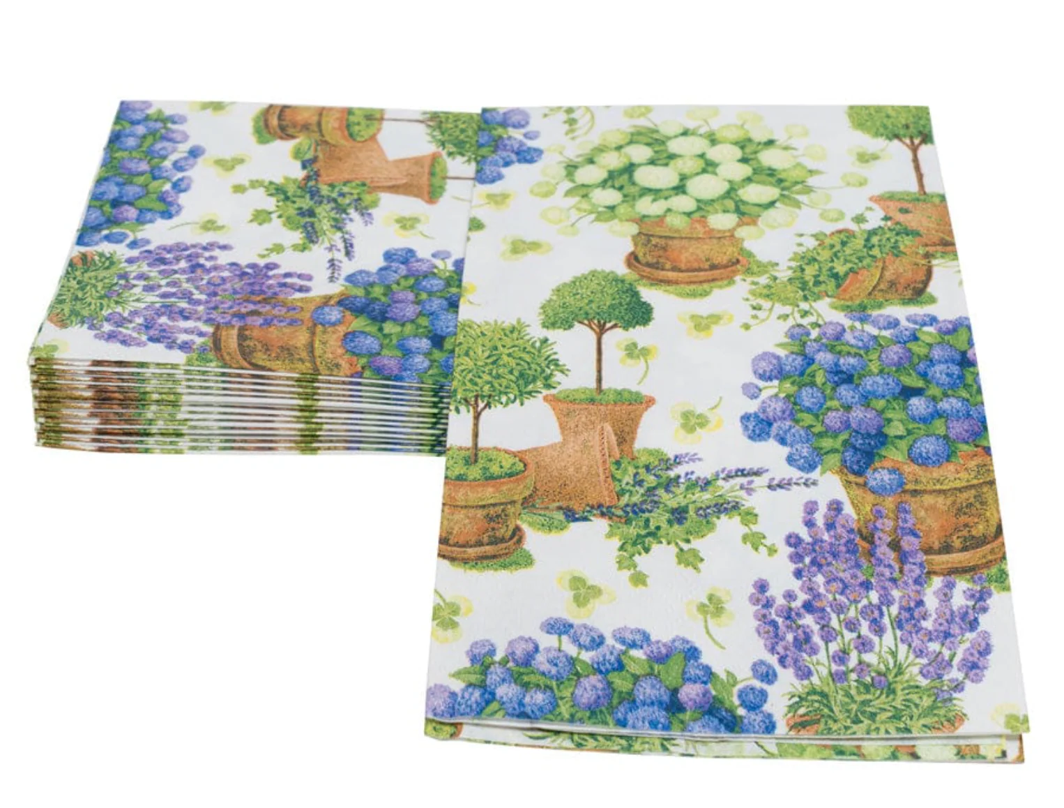 Caspari Potted Hydrangeas Paper Guest Towel Napkins – 15 Pk - Image 4