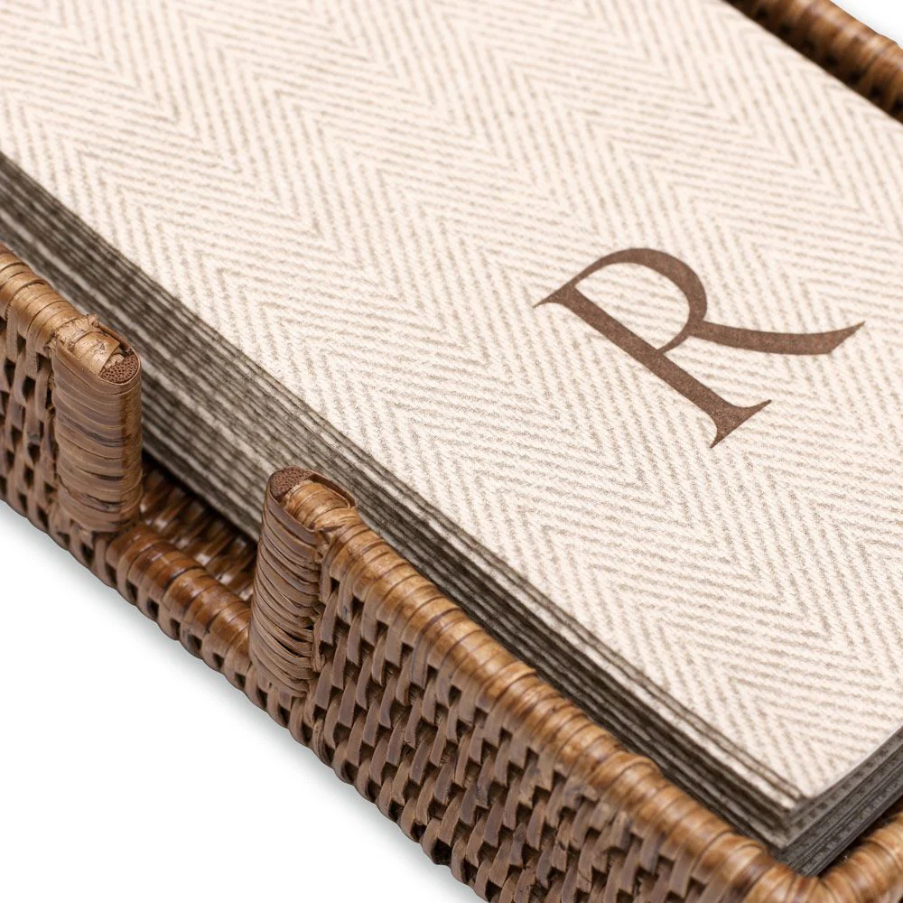 Caspari Rattan Guest Towel Napkin Holder in Dark Natural - Image 3