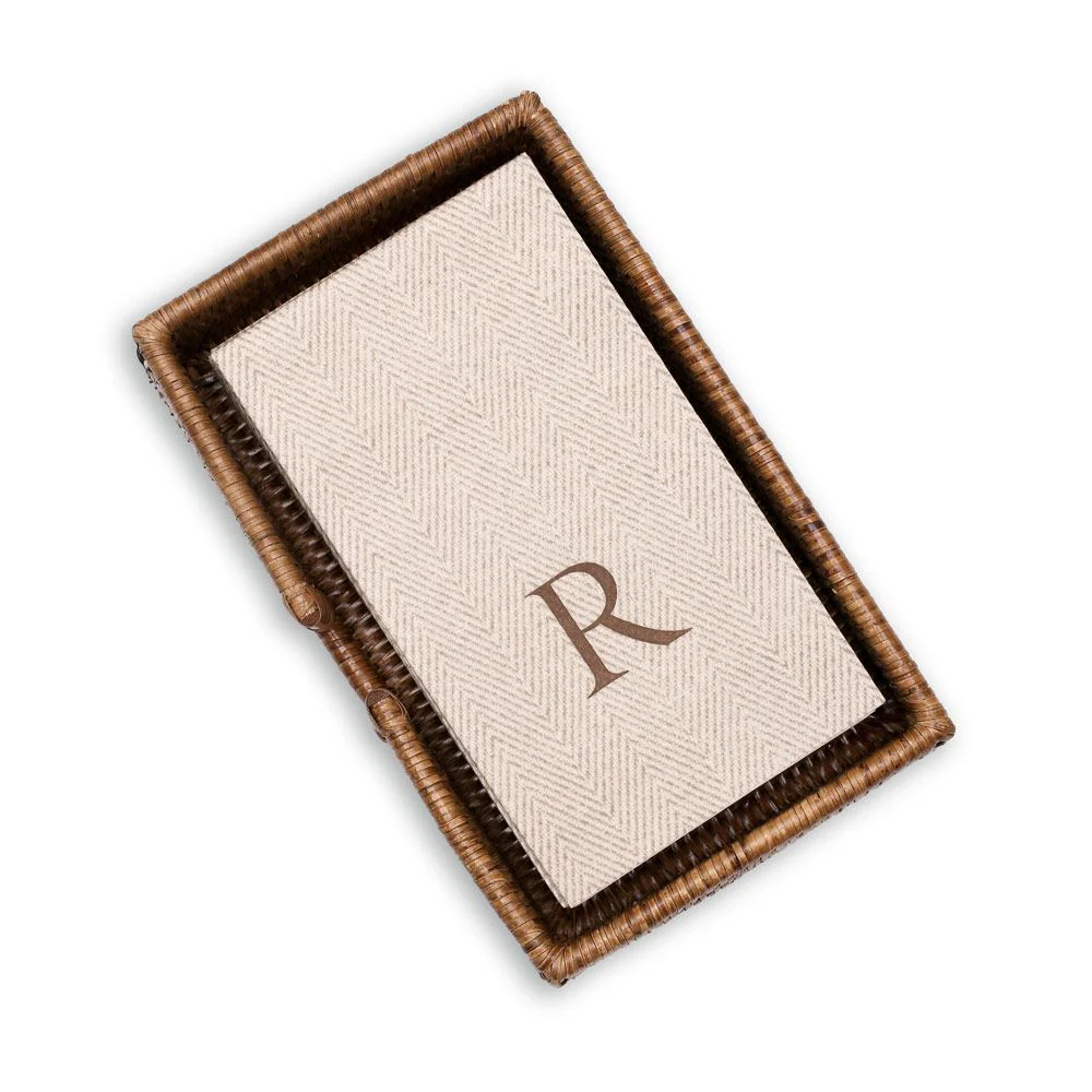 Caspari Rattan Guest Towel Napkin Holder in Dark Natural - Image 4