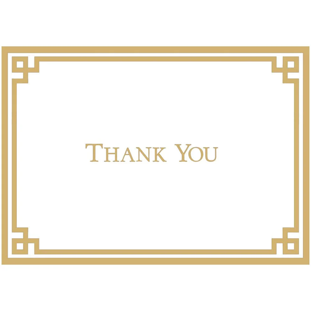 Caspari Rive Gauche Gold And White Foil Thank You Notes - 8 Note Cards And Envelopes