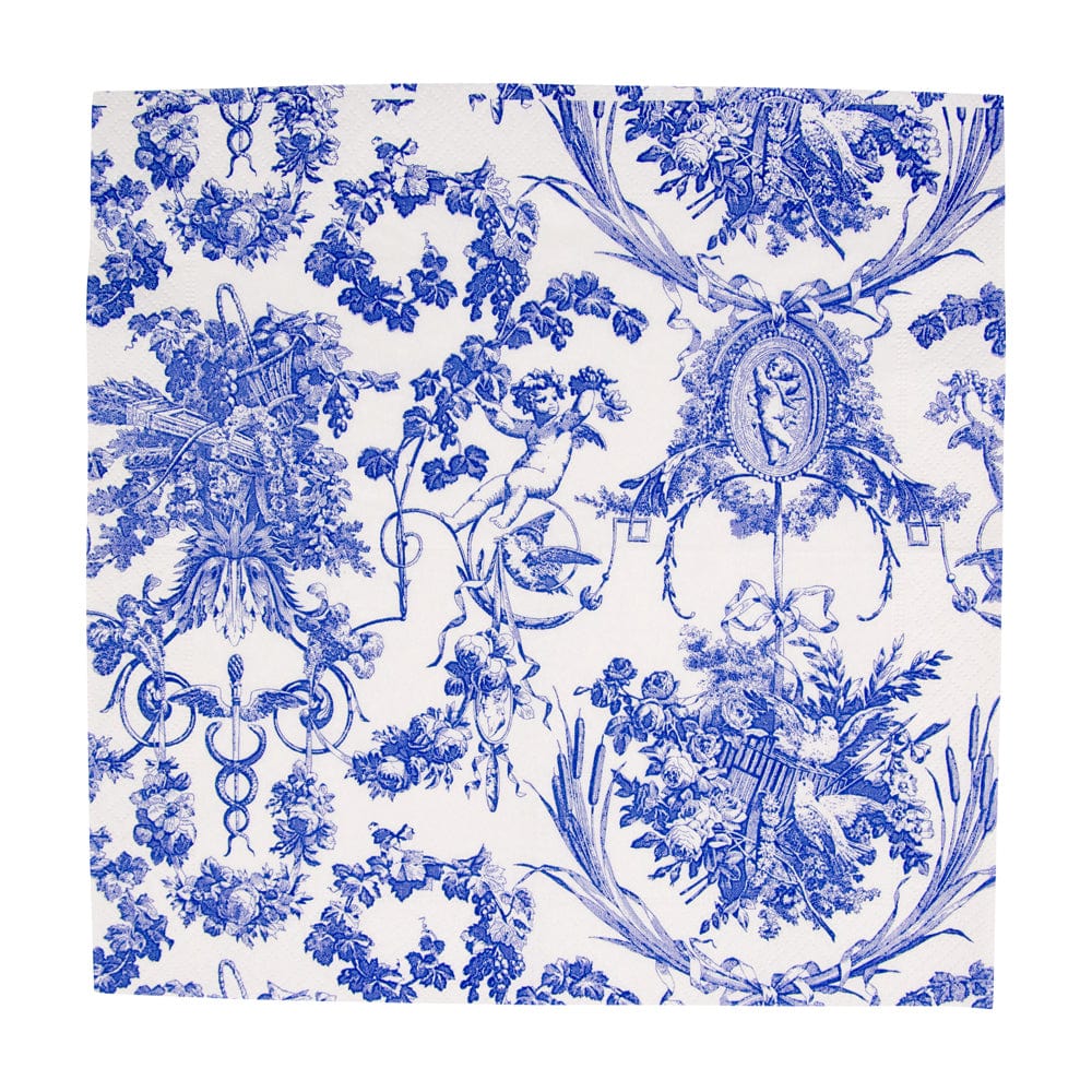 Caspari Romantic Toile Blue Paper Cocktail Napkins - 20pk - Image 2