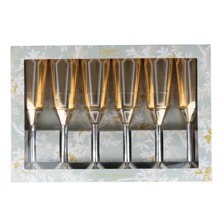 Caspari Sparkling Flutes Party Poppers – 6 Pack