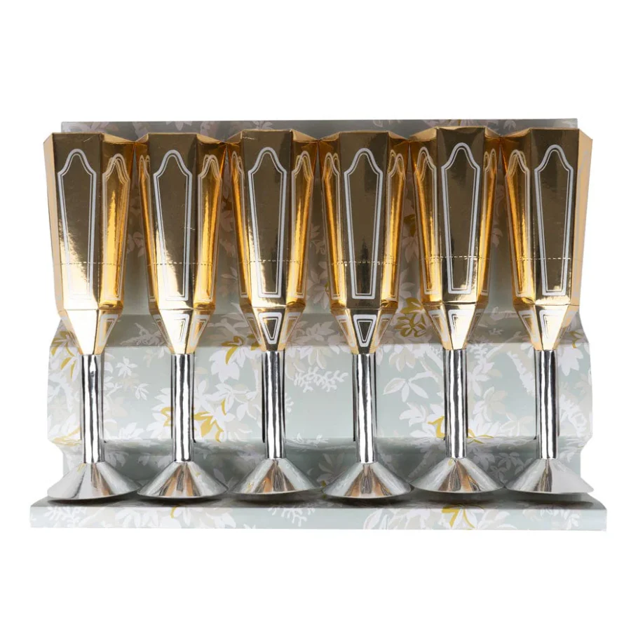 Caspari Sparkling Flutes Party Poppers – 6 Pack - Image 5