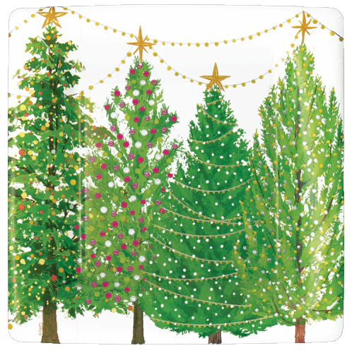 Caspari Tree With Lights Paper Salad & Dessert Plates - 8pk