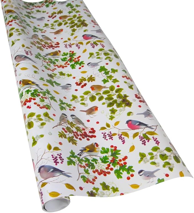 Caspari Winter Birds White Gift Wrap Paper - 30" x 8' Roll β Local Delivery Only
