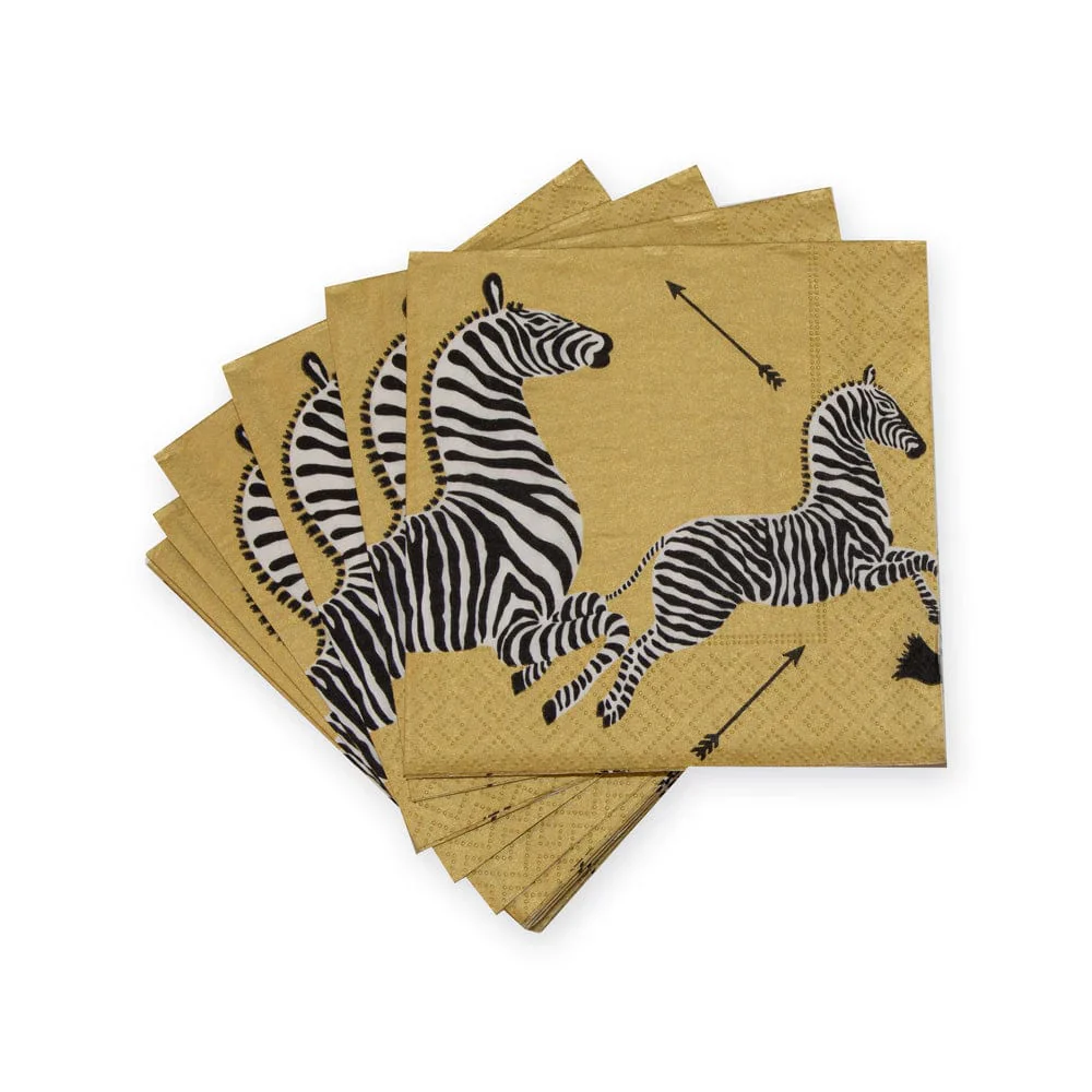 Caspari Zebras In Gold Paper Cocktail Napkins - 20pk - Image 3