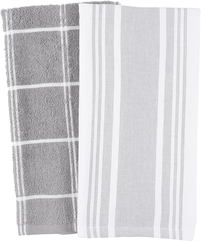 Cat Cora Cotton Terry Kitchen Towels Set of 2 โ Gray