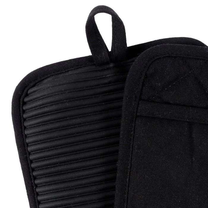 Cat Cora Pot Holder – Heavyweight Exterior | Quilted Lining | Non-Slip Silicone – Black - Image 2