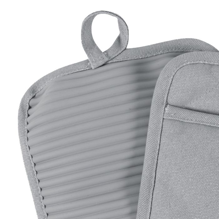 CatCora Pot Holder – Heavyweight Exterior | Quilted Lining | Non-Slip Silicone – Gray - Image 2