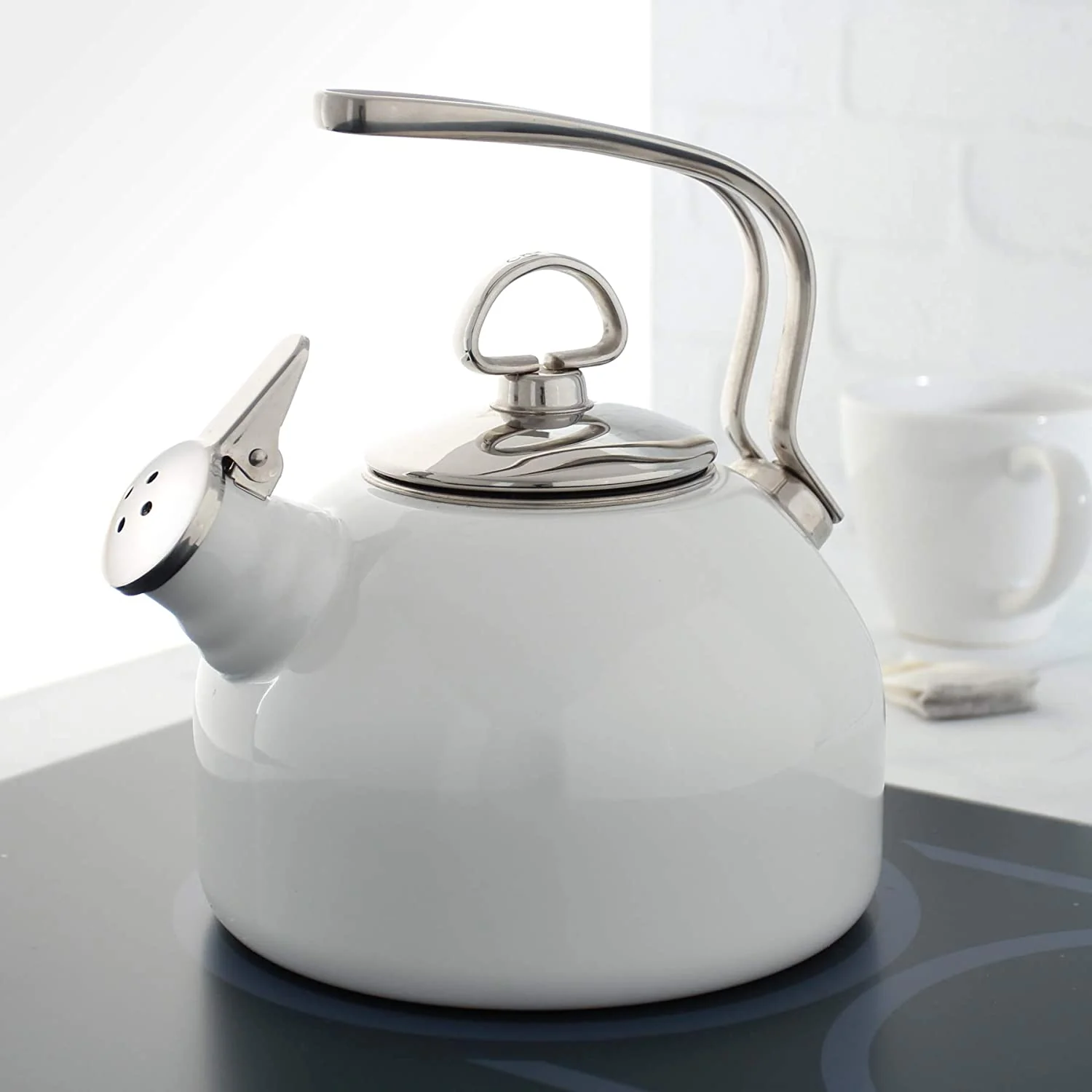Chantal Classic Harmonica Whistle Tea Kettle - Enamel-on-Steel – 1.8 Qt. - White - Image 2