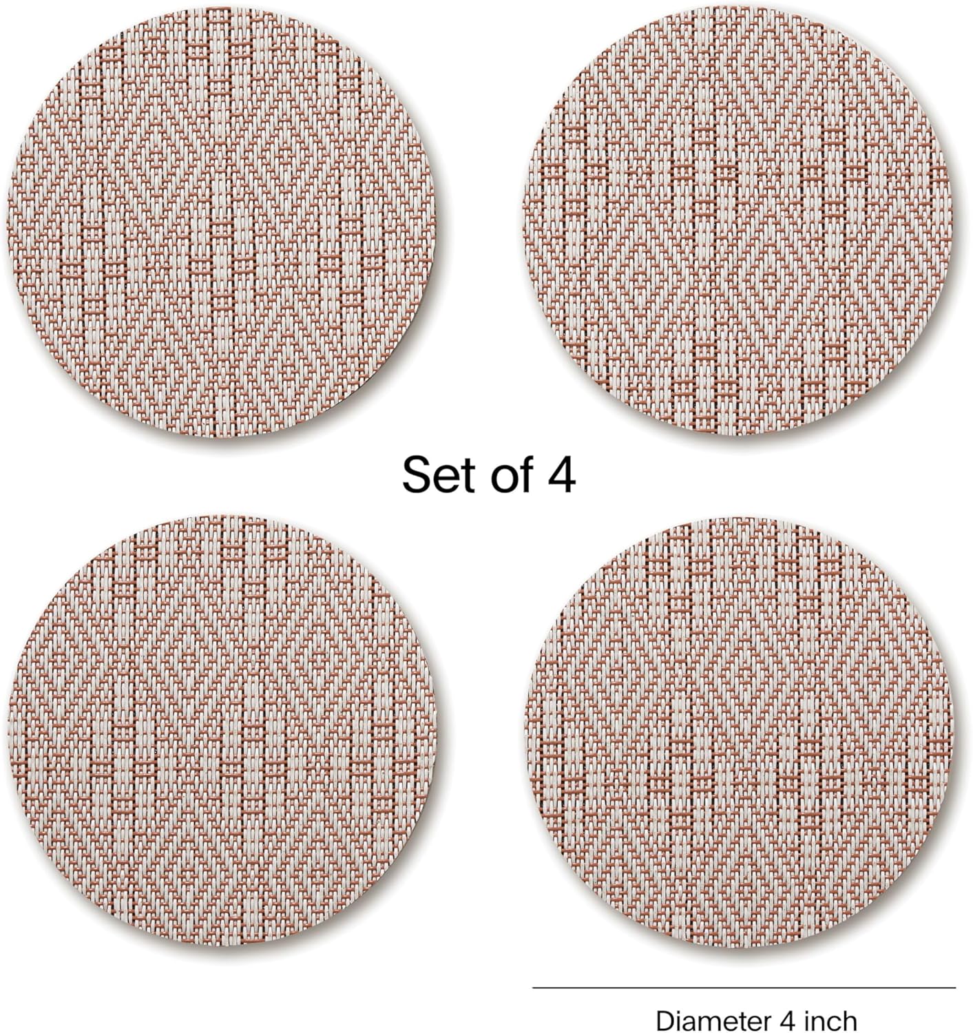Chilewich Boxwood Geometric Lace Weave Coasters - Burnt Coral – Set of 4 - Image 2