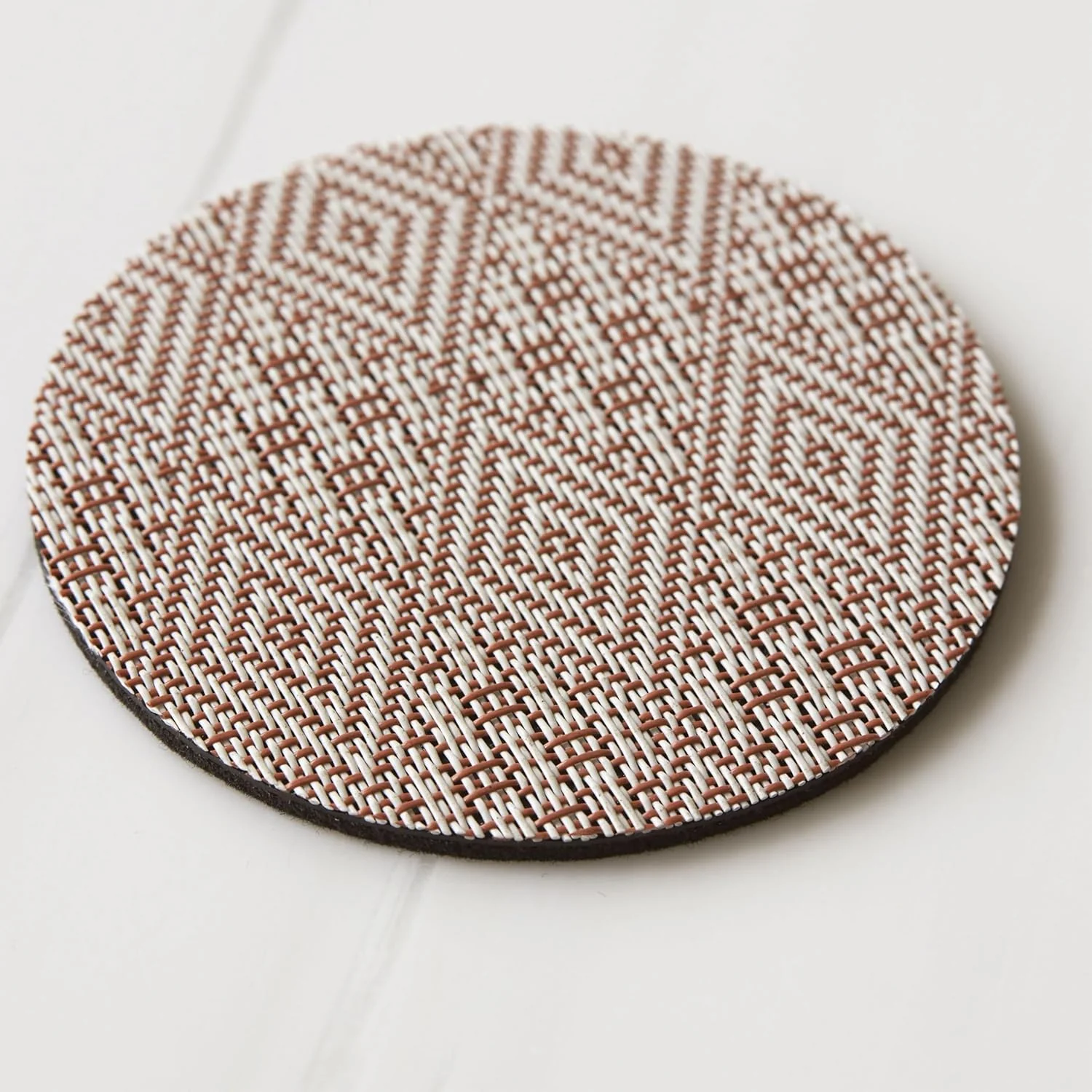Chilewich Boxwood Geometric Lace Weave Coasters - Burnt Coral – Set of 4 - Image 3