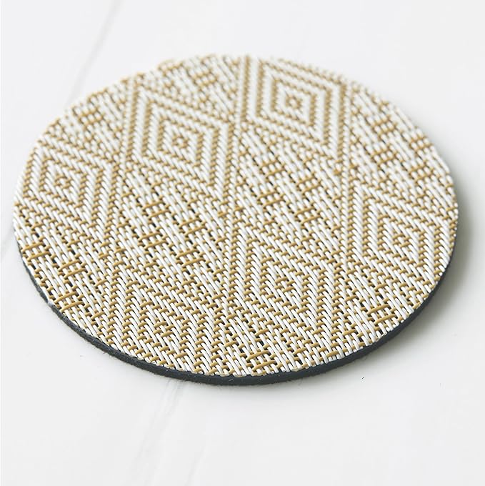 Chilewich Boxwood Geometric-Lace-Weave-Coasters - Wheat – Set of 4 - Image 3