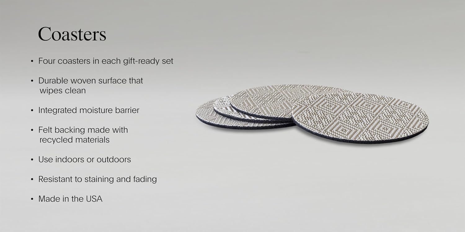 Chilewich Boxwood Geometric-Lace-Weave-Coasters - Wheat – Set of 4 - Image 4