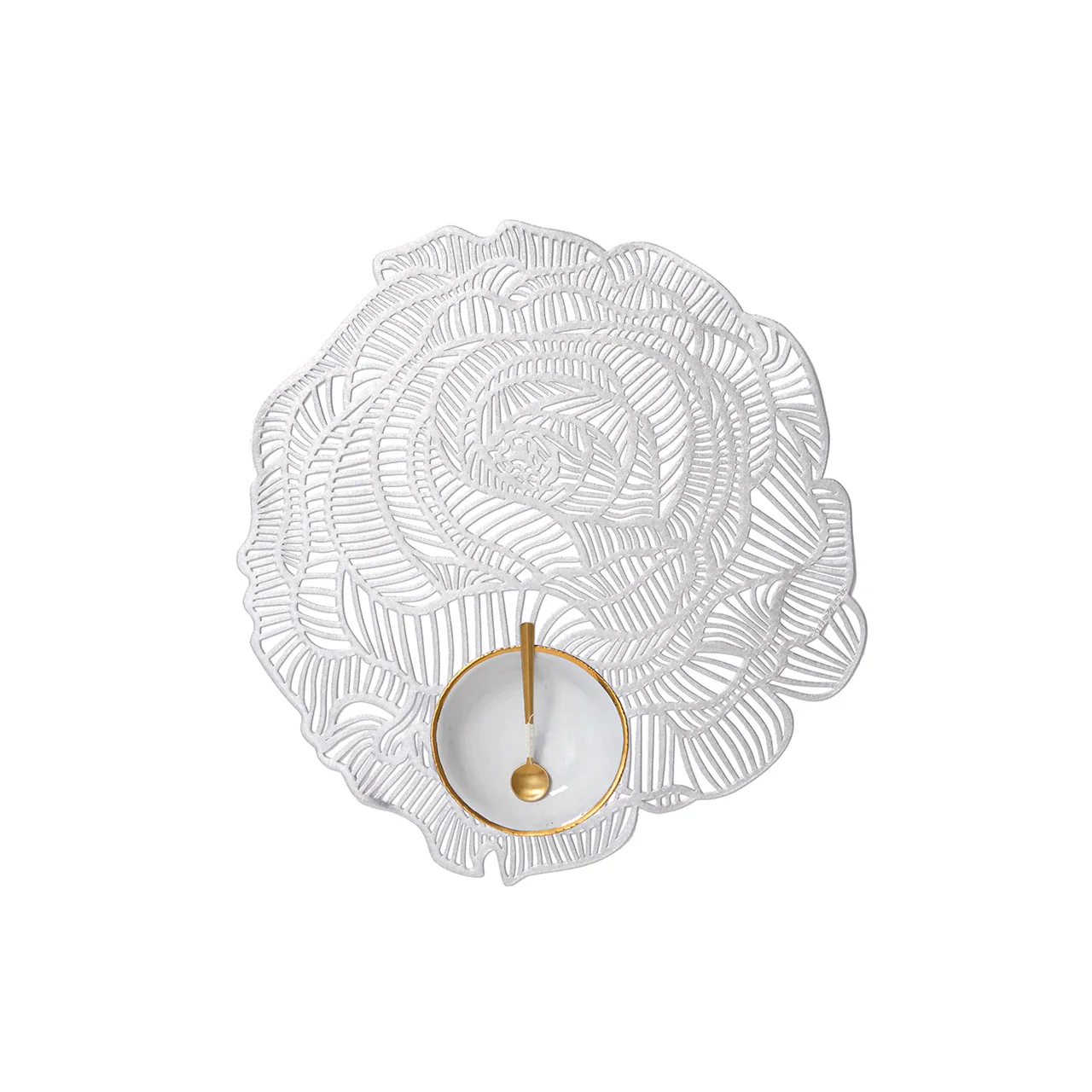 Chilewich Round Rose Placemats - Silver - Image 2