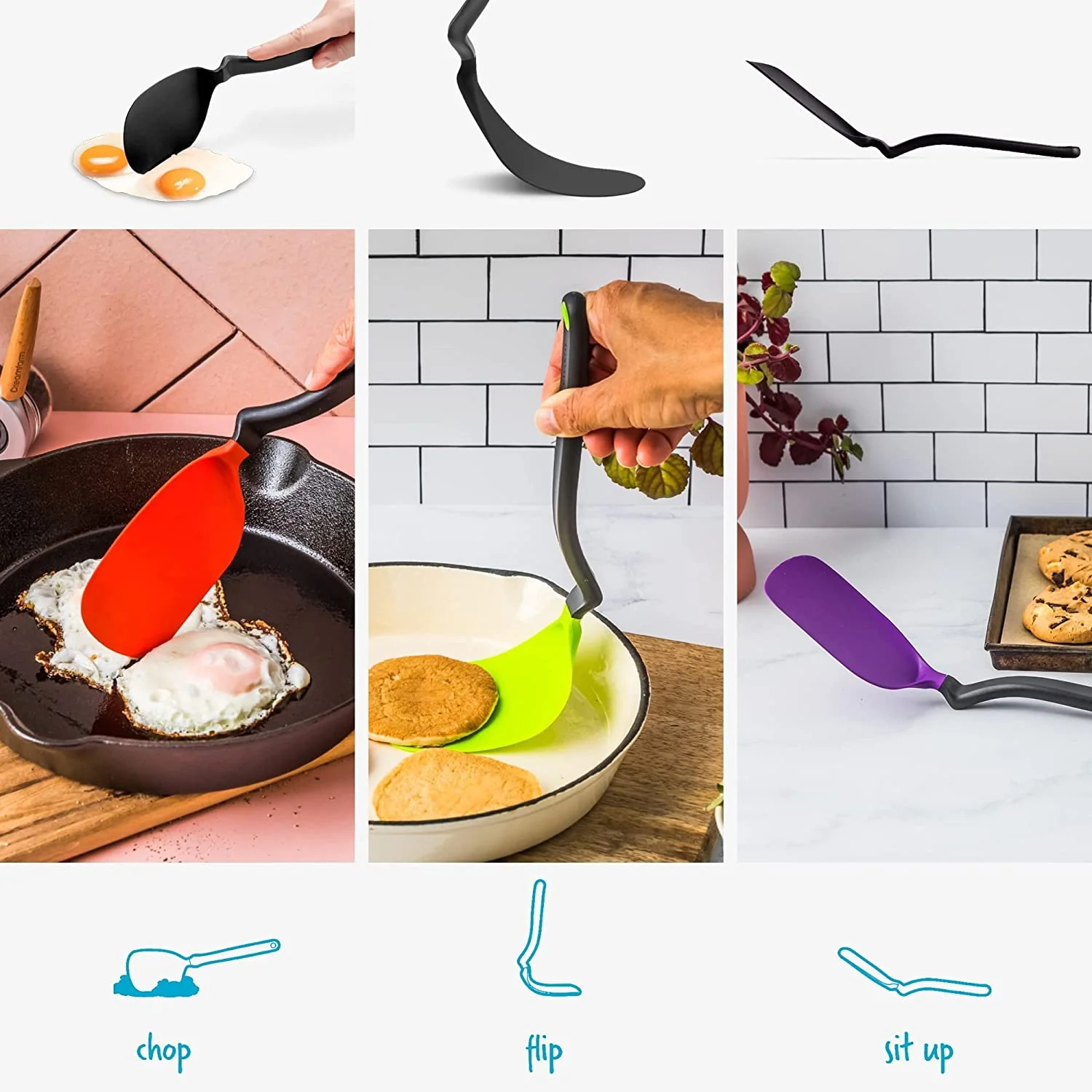 Dreamfarm Chopula - Super Flexible Chopping Sit Up Spatula – Assorted Colors - Image 2