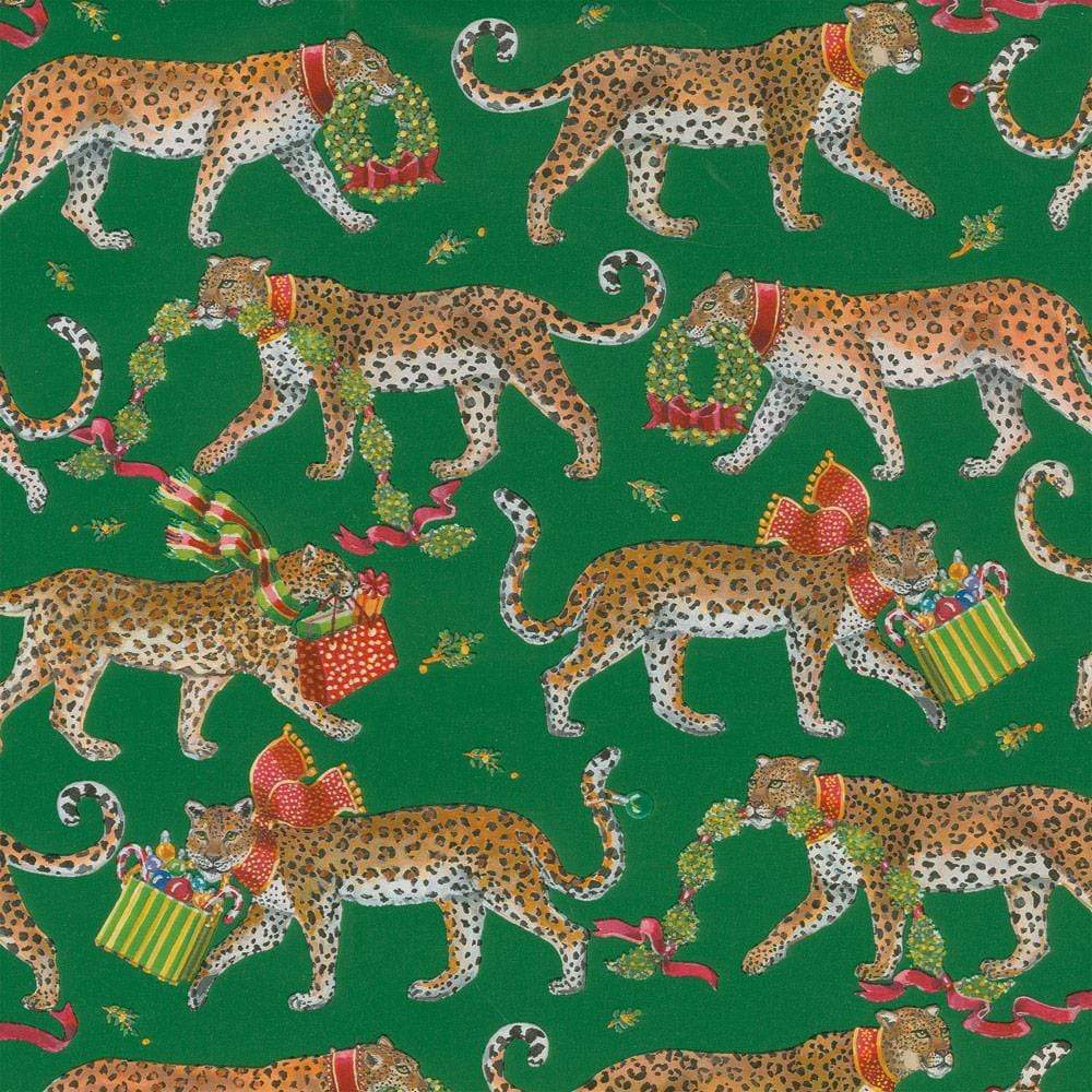 Christmas Leopards Gift Wrapping Paper in Dark Green - 30" x 8' Roll – Local Delivery Only - Image 2