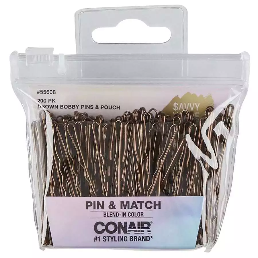 Conair Bobby Pins With Pouch – Brown – 200 Ct - Image 2