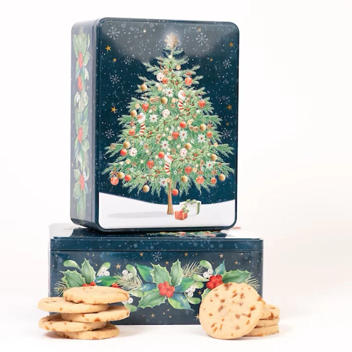 Cookie Filled Christmas Tree Rectangle Tin – 8"x 6" – 10.5oz - Image 2