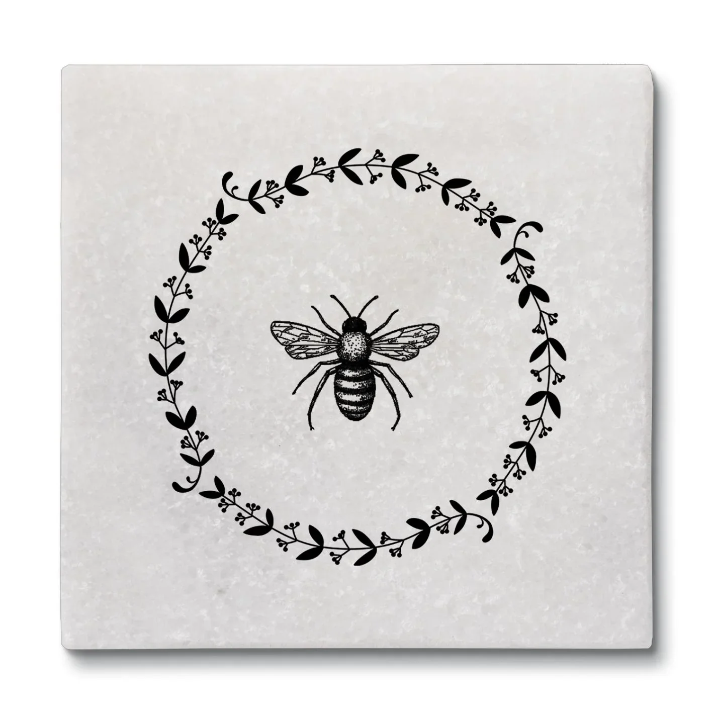 CounterArt Natural Marble Cork Backed Stone Coasters – "Bee" – Set of 4