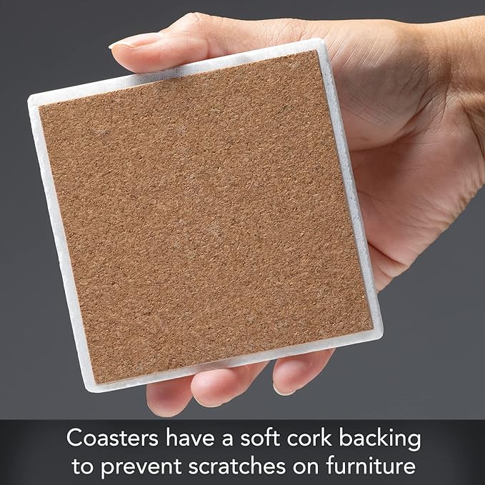CounterArt Natural Marble Cork Backed Stone Coasters – "Letter C" – Set of 4 - Image 7