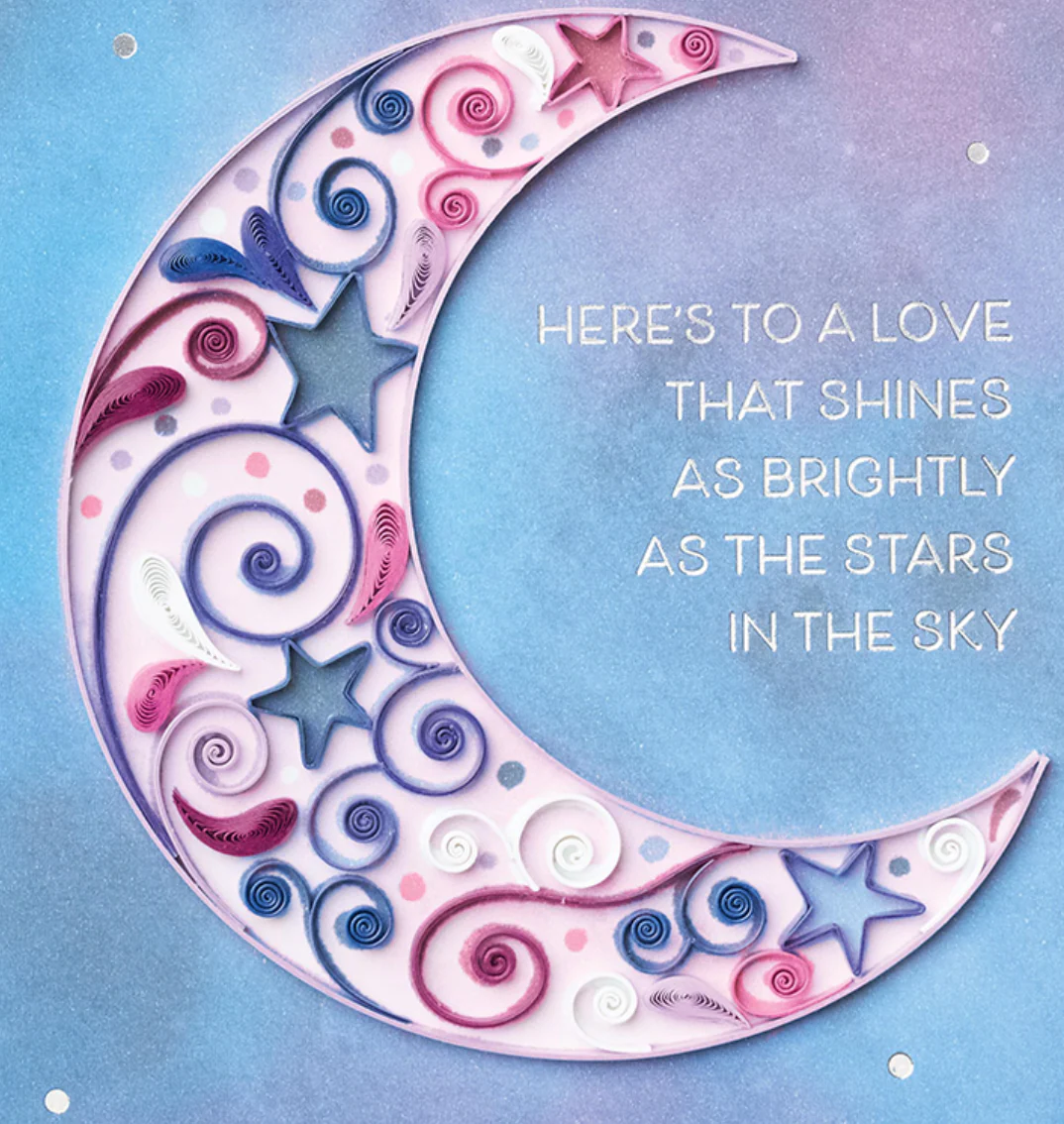 Design Design Handcrafted Anniversary Card β Lunar Love β 1 Card & 1 Envelope - Image 2