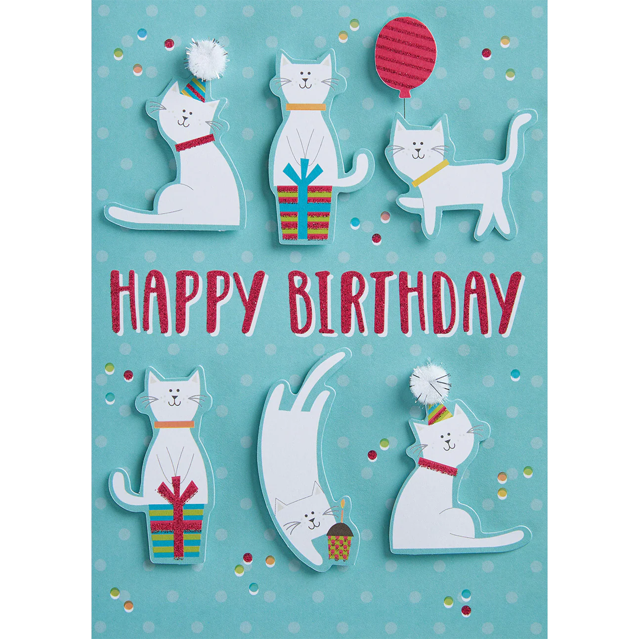 Design Design Handcrafted Birthday Card – Cat – 1 Card & 1 Envelope