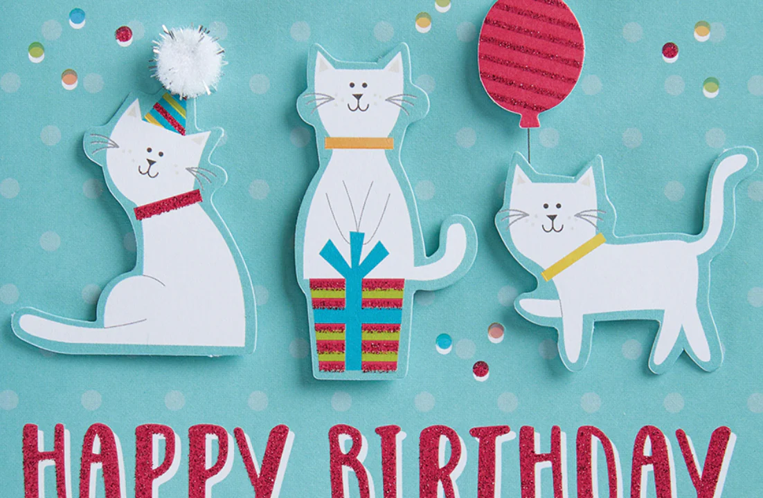 Design Design Handcrafted Birthday Card – Cat – 1 Card & 1 Envelope - Image 2