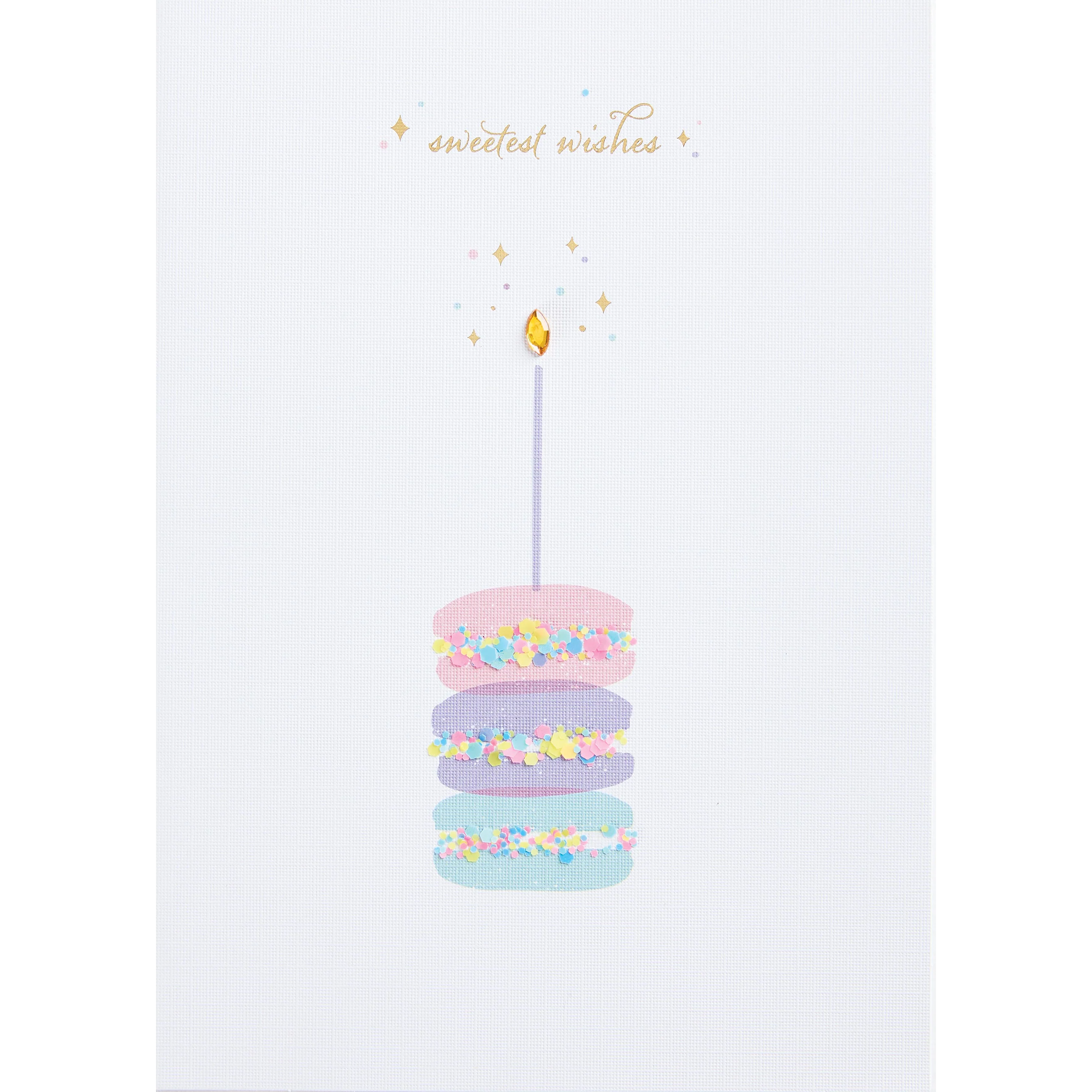 Design Design Handcrafted Birthday Card – Macarons with Candle  – 1 Card & 1 Envelope