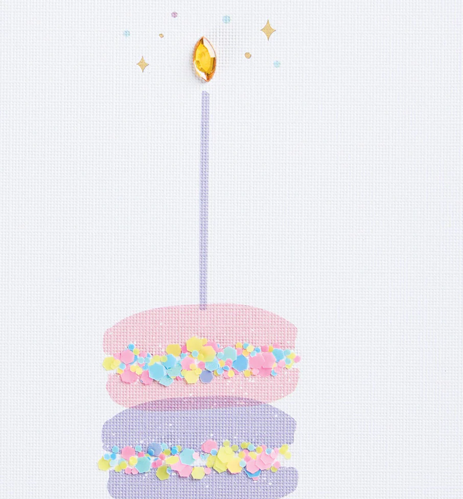 Design Design Handcrafted Birthday Card – Macarons with Candle  – 1 Card & 1 Envelope - Image 2