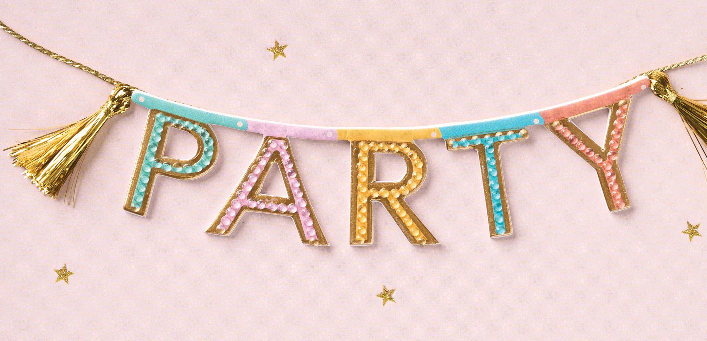 Design Design Handcrafted Birthday Card – Party Time Banner – 1 Card & 1 Envelope - Image 2