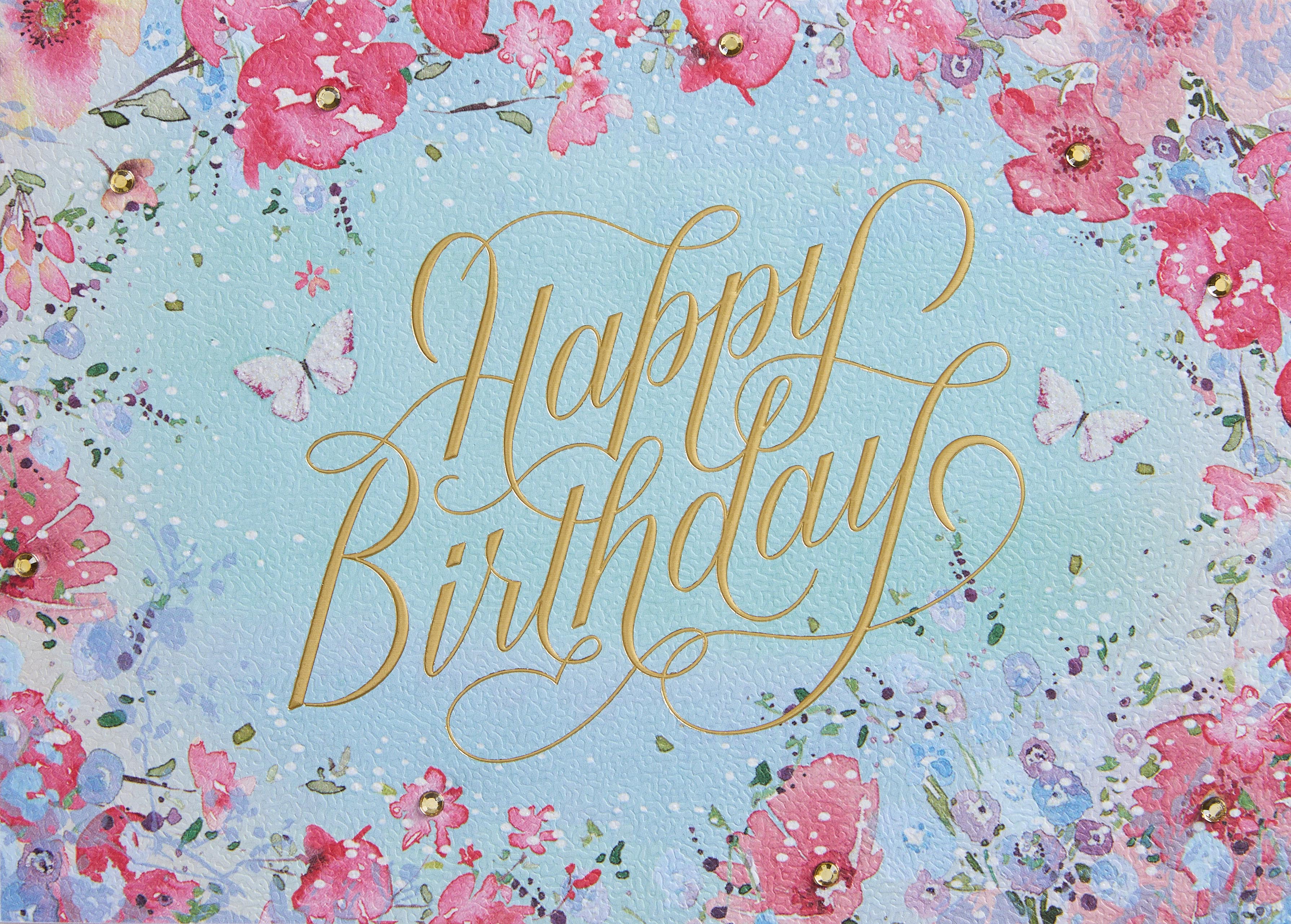 Design Design Handcrafted Birthday Card – Watercolor Florals – 1 Card & 1 Envelope - Image 2