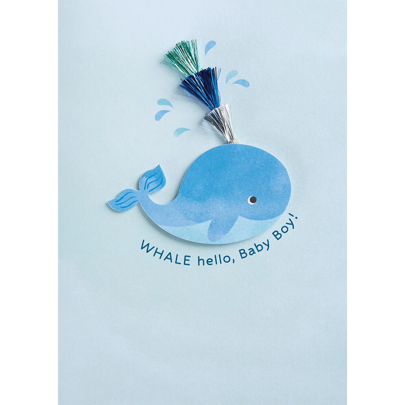 Design Design Handcrafted Card – Baby Boy Whale – 1 Card & 1 Envelope