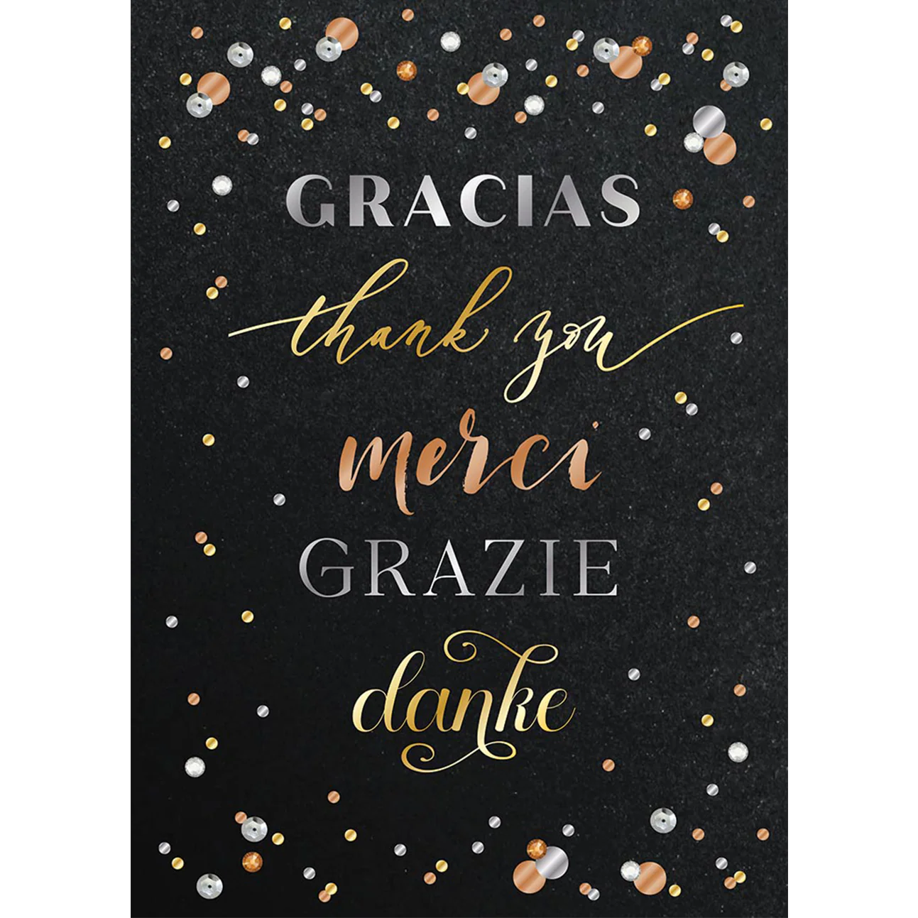 Design Design Handcrafted Card – Mixed Metallics Thank You – 1 Card & 1 Envelope